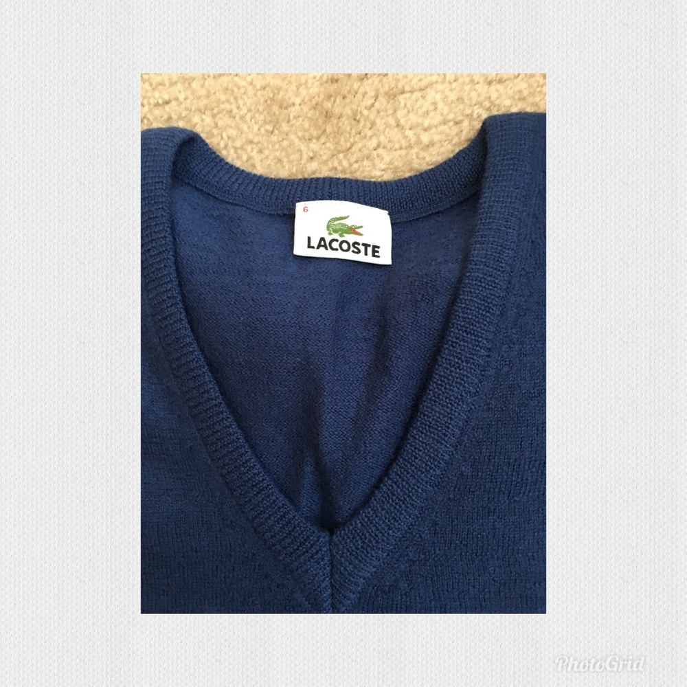 Lacoste Mens Cashmere V-Neck Sweater. Size -6(L) - Picture 3 of 4